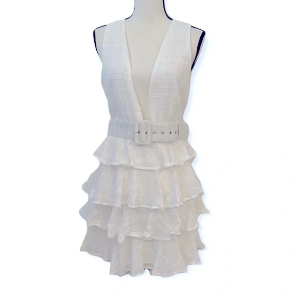 saints secrets white dress + Ivory Sheer Overlay Lace Ruffled Off Shoulder Sz M NWT this white gauze Saints Secrets Dress | eBay